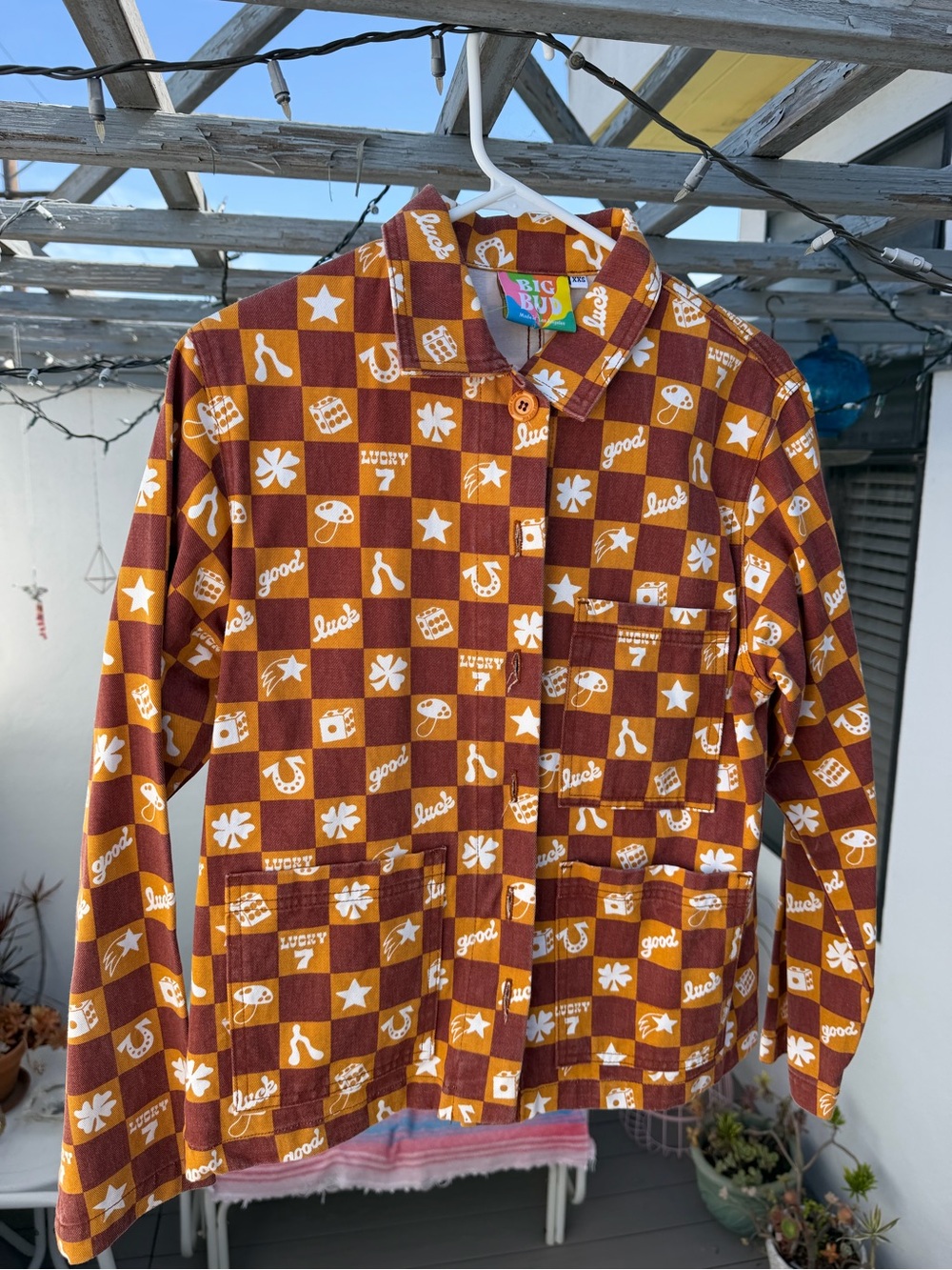 Overshirt in Brown and Mustard Checker Print